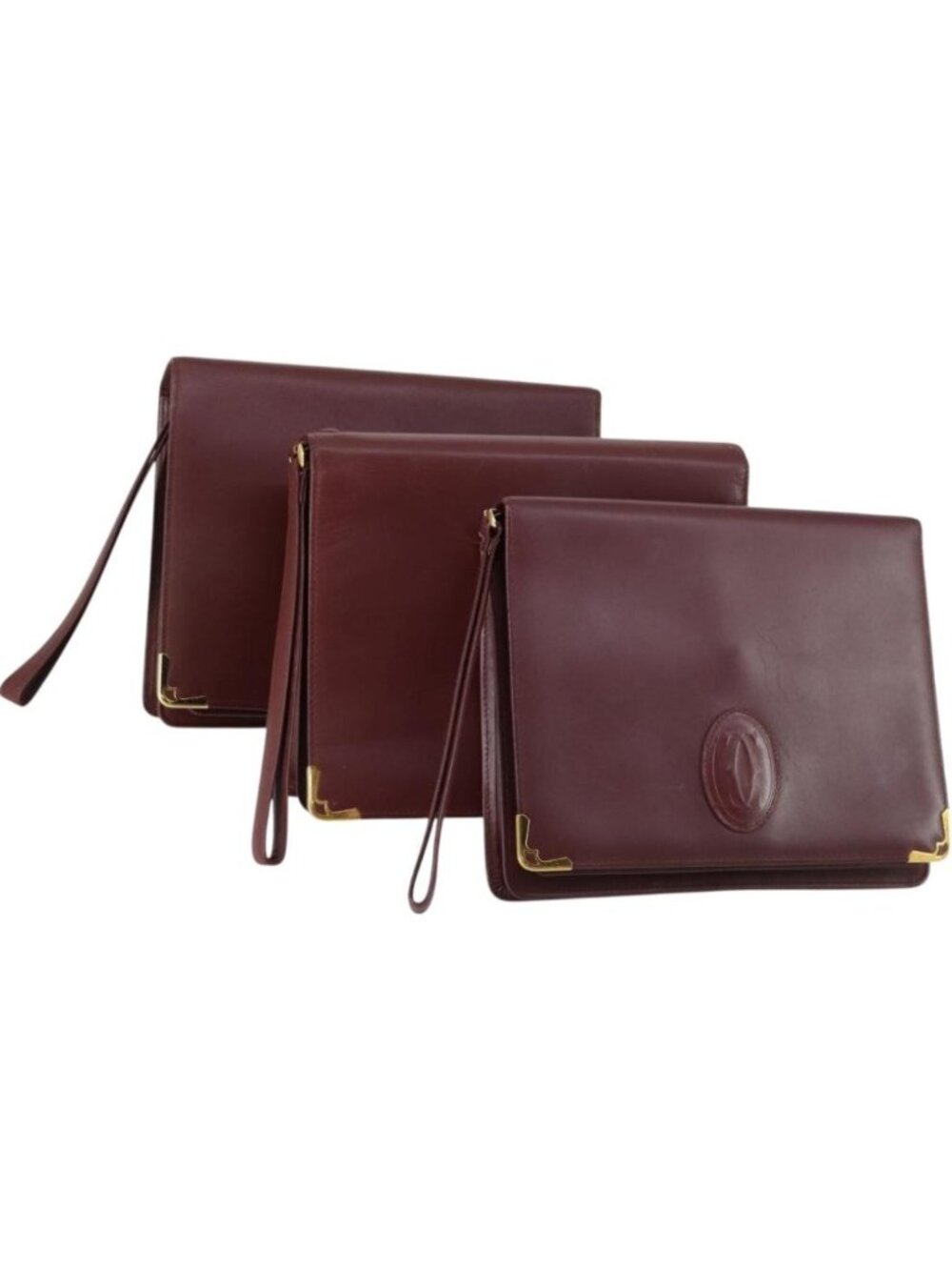 CARTIER Must Line Clutch Bag Leather 3 Set Bordeaux